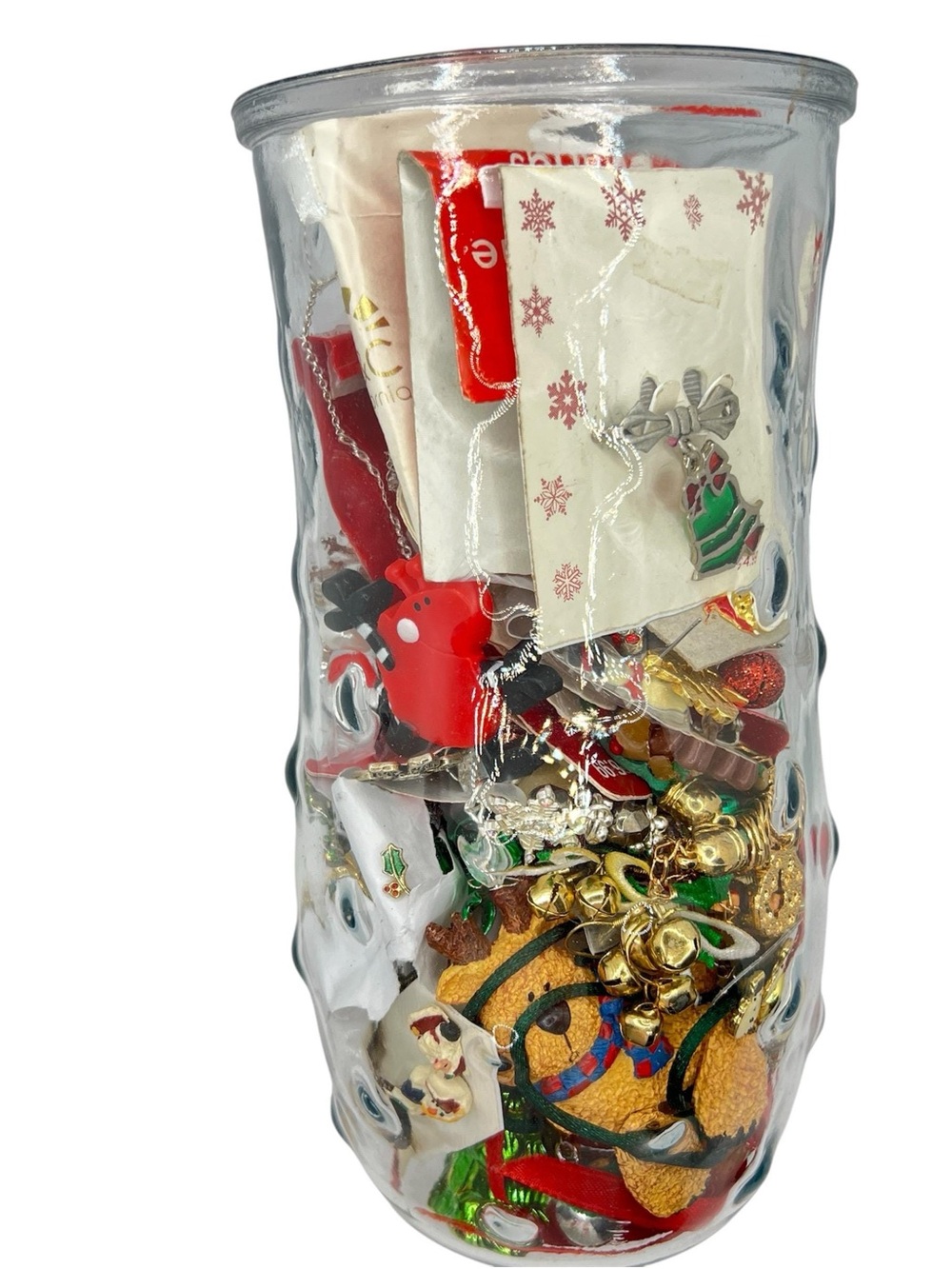 Christmas Jewelry Jar Lots of Earrings Other miscellaneous Pins Bracelets